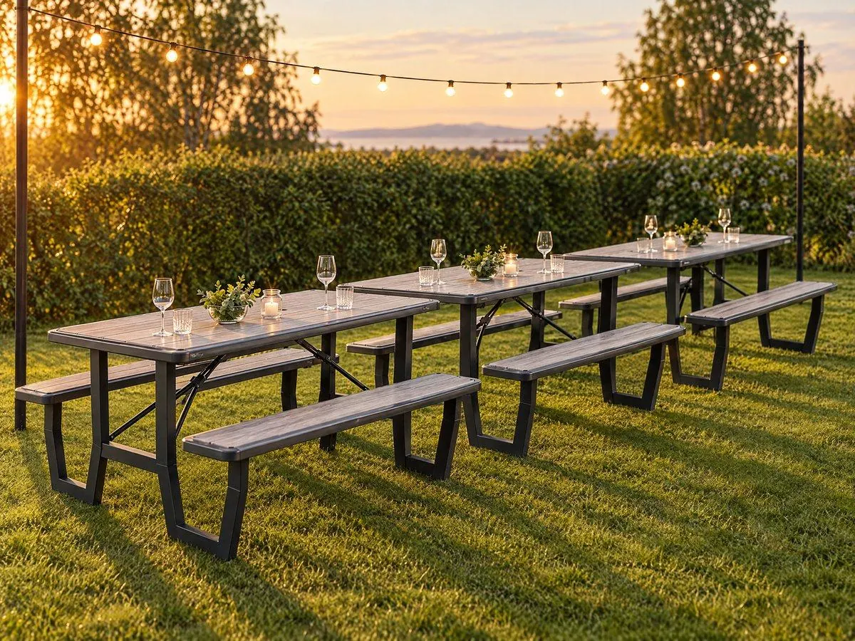 Tables and benches from RentEvent