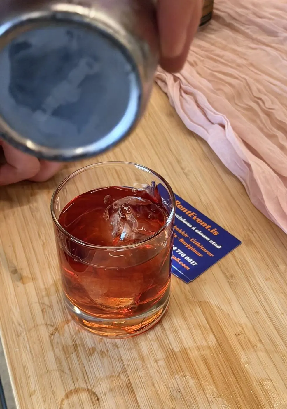 Close-up of a cocktail in a glass on a bar counter